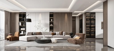 现代家居客厅3D模型下载